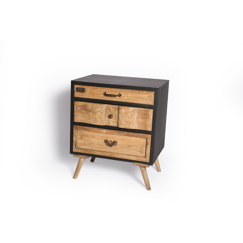 TRIO SIDE TABLE - WOOD AND BLACK
