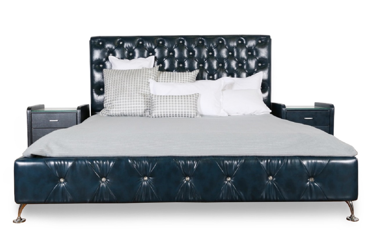 Mandarin Bedroom Range Mandarin King Leather Bed Dark Blue