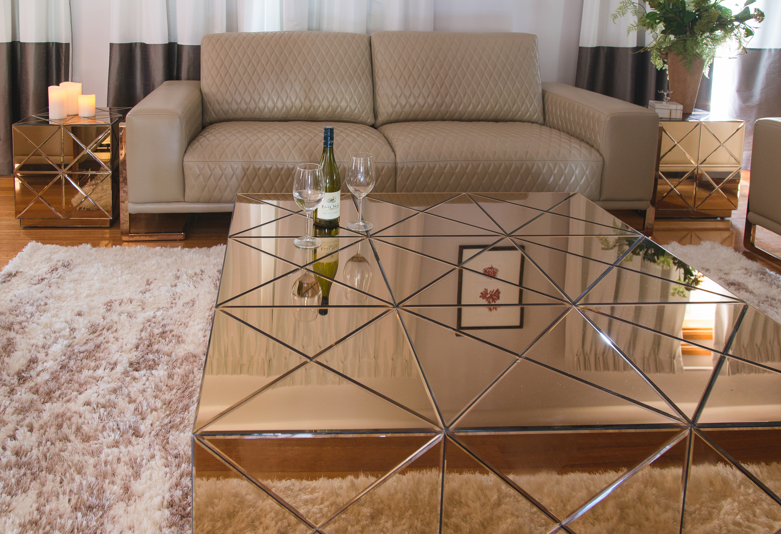 Mirrored coffee clearance table sets