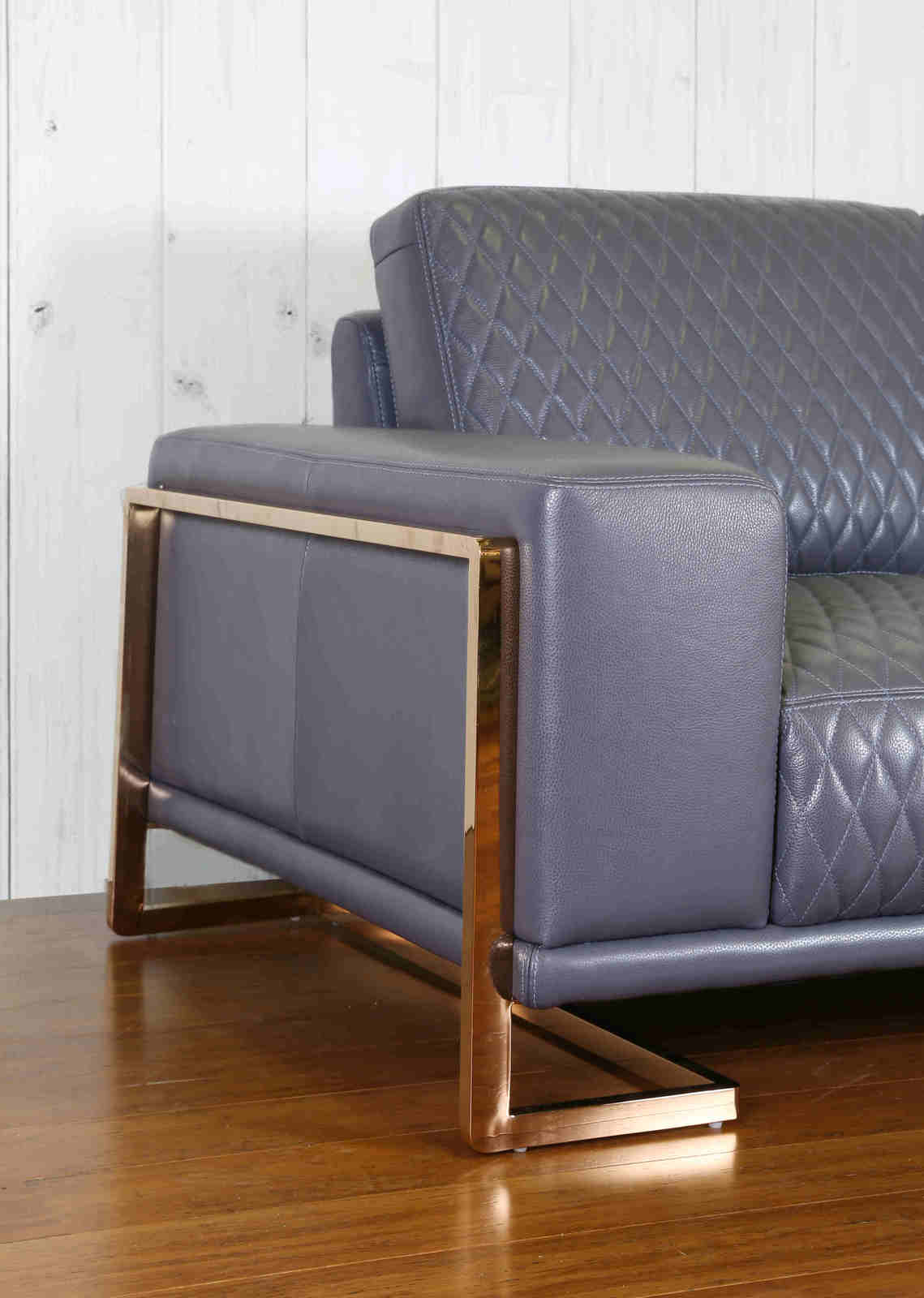 Rose Gold Quilted Leather Sofa Living Room Furniture Brisbane