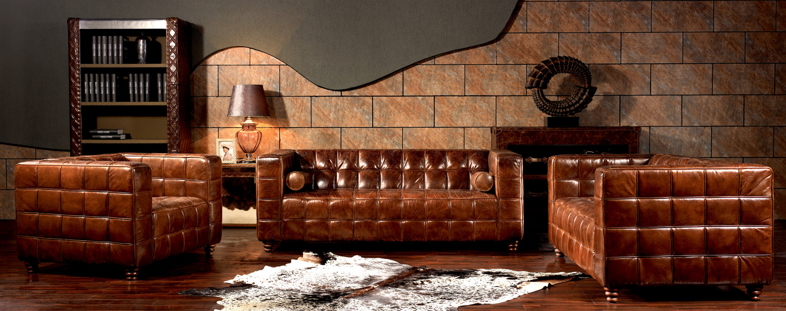 Cigar Antique Leather Sofa Lounge Living Furniture Brisbane Style