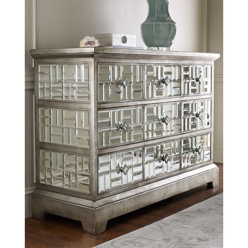 FRENCH MAZE MIRRORED CHEST - 9 DRAWER