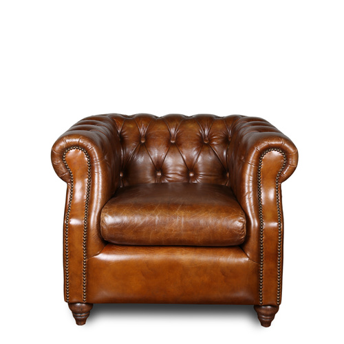 CAMDEN LEATHER CHAIR - TOBACCO BROWN