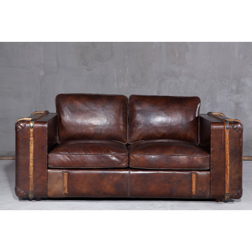 TOBY LEATHER LOUNGE - 2 SEATER