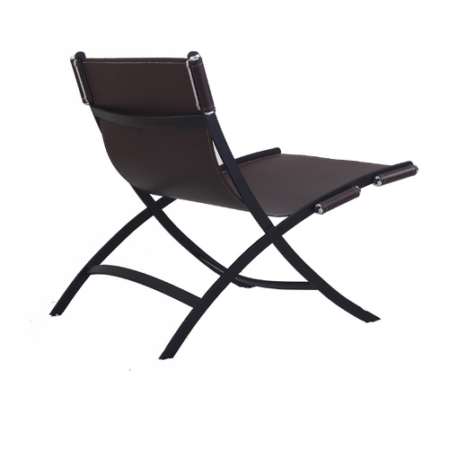 TARANTINO RECYCLED LEATHER CHAIR - DARK BROWN