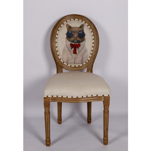 ZOO OVAL BACK DINING CHAIR - CAT WITH GOGGLES
