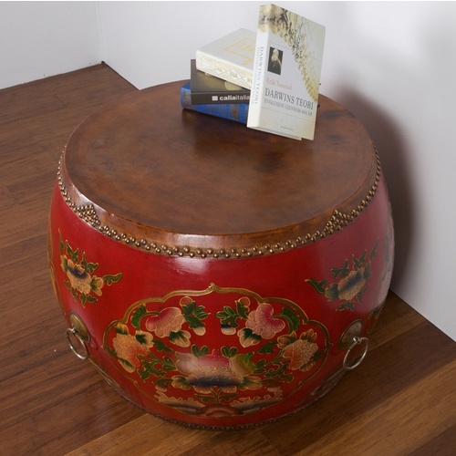 BULLS EYE RED LEATHER DRUM