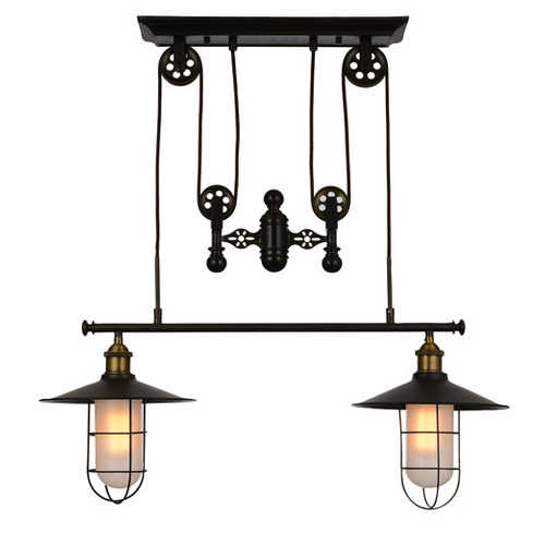PADDY BLACK PENDANT - 2 LIGHT CHANDELIER