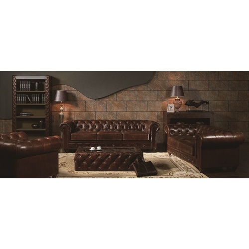 CAMBRIDGE LEATHER LOUNGE RANGE - 3 SEATER IN TOBACCO