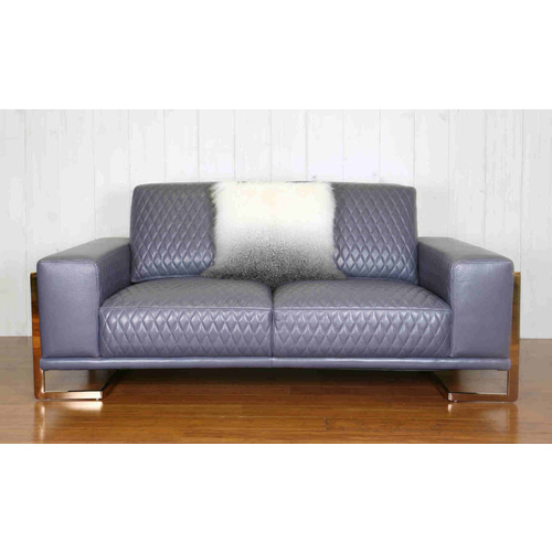 ROSE GOLD QUILTED FULL GRAIN LEATHER - 2 SEATER BLUE GREY
