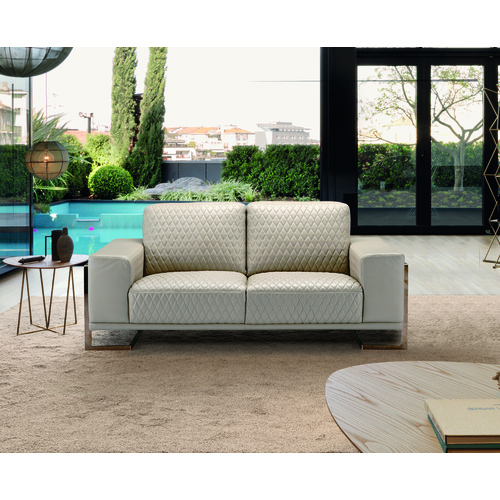 ROSE GOLD QUILTED FULL GRAIN LEATHER - 2 SEATER PEACH