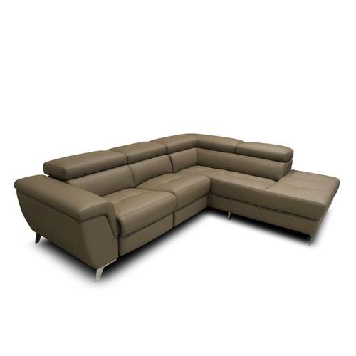 AVA LEATHER CORNER LOUNGE - TAUPE RIGHT CHAISE