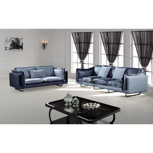 RUFFLE 4 SEAT LEATHER & FABRIC LOUNGE