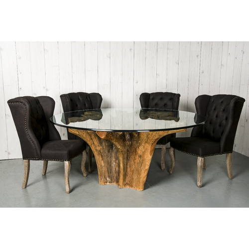 TEAK STUMP ROUND DINING TABLE