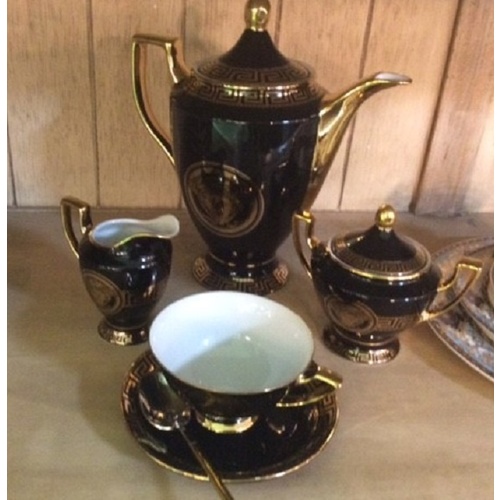 FINE CHINA TEA SET - BLACK n GOLD