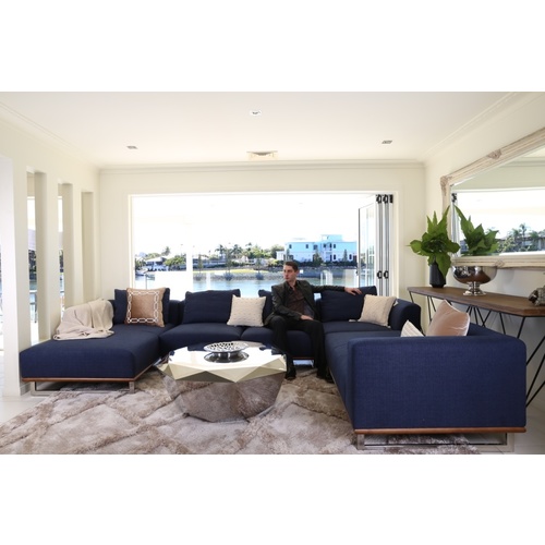 TYLER MODULAR / CORNER SOFA - LEFT FACING CHAISE - NAVY BLUE