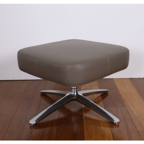 YURTI LEATHER OFFICE STOOL - FOX GREY